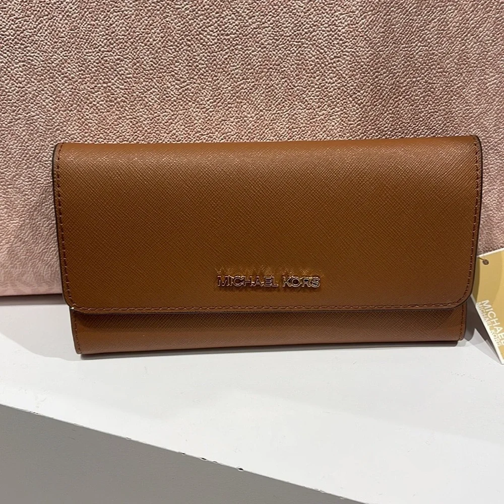 MICHAEL KORS JET SET TRAVEL LARGE TRIFOLD WALLET LUGGAGE COLOR